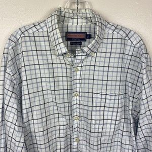 Vineyard Vines Murray Adult Mens Large Blue  Checkered Long Sleeve Casual Preppy